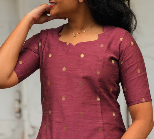 Mulberry Mist Silk Kurti - 2XL