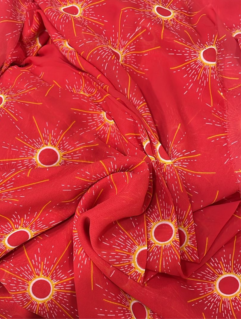 Orange sky Georgette Fabric