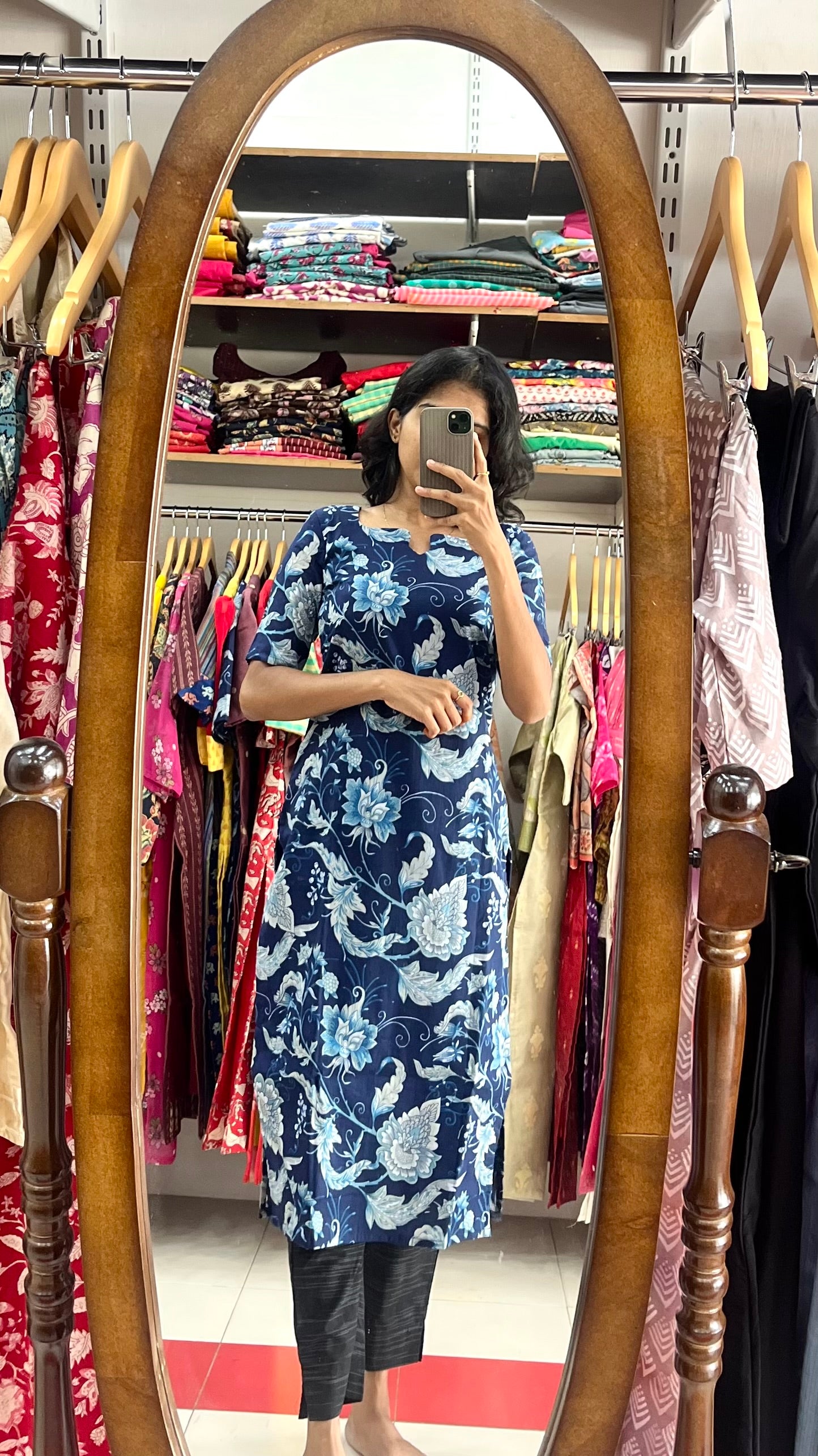 Indigo Cotton Kurti - XL