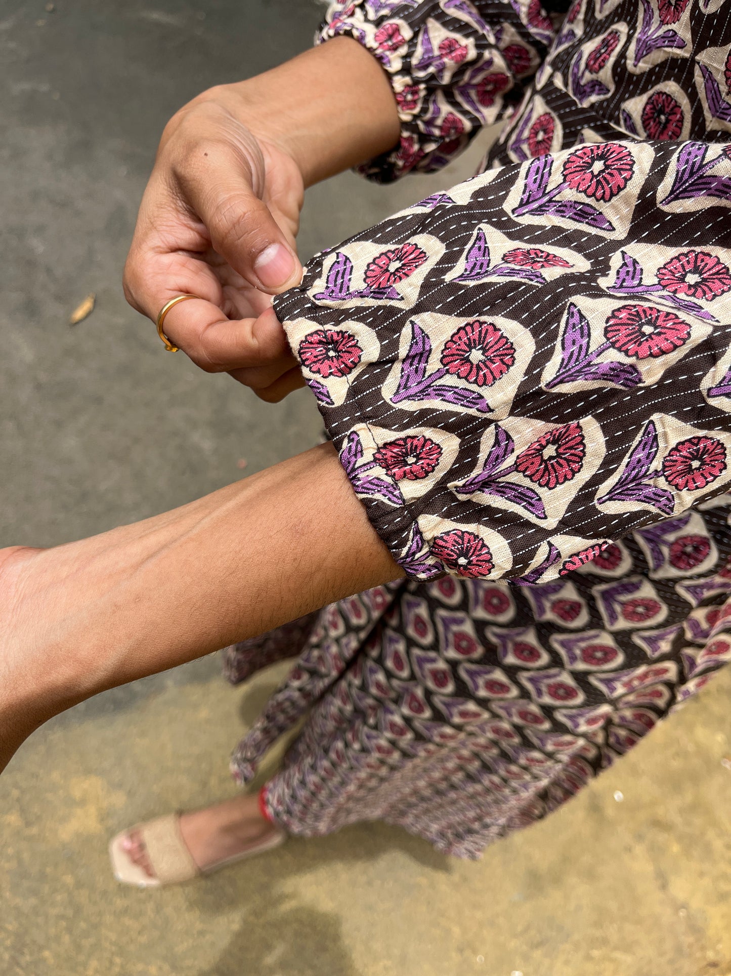 Secret Garden Cotton Kantha Maxi - S