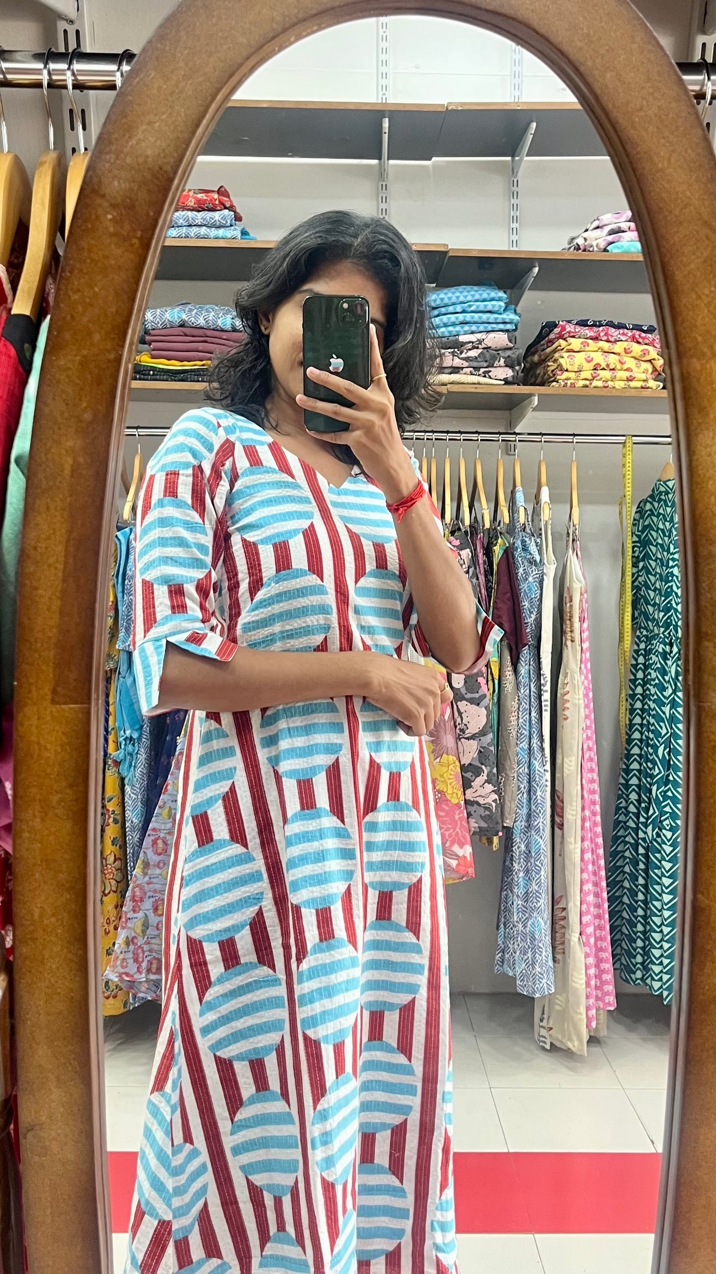 Candy red with aqua blue Cotton Cords- XS