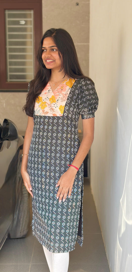 Black cotton Kurti - XS S M L XL 2XL