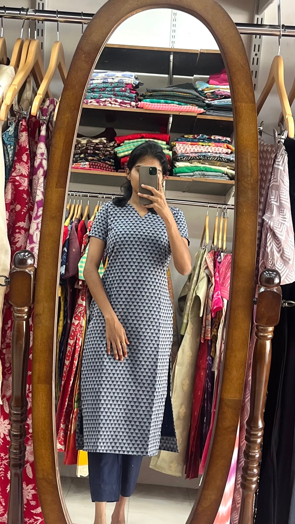 Navy Bloom Cotton Salwar - XL