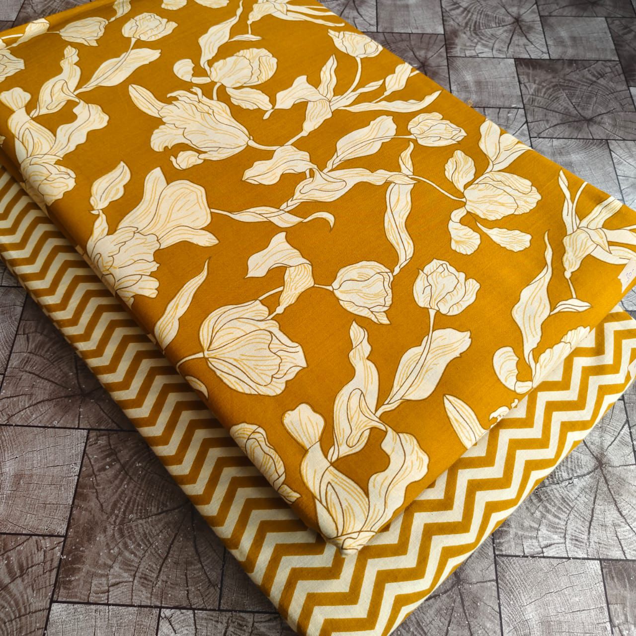 Mustard gold yellow Cotton fabric