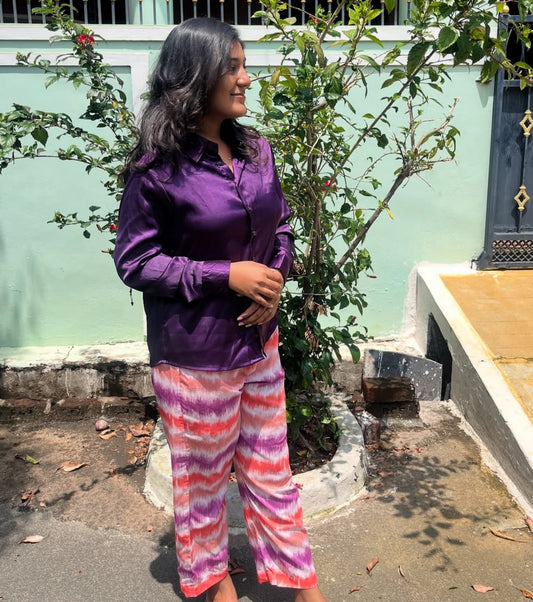 Crape Satin Silk shirt : M