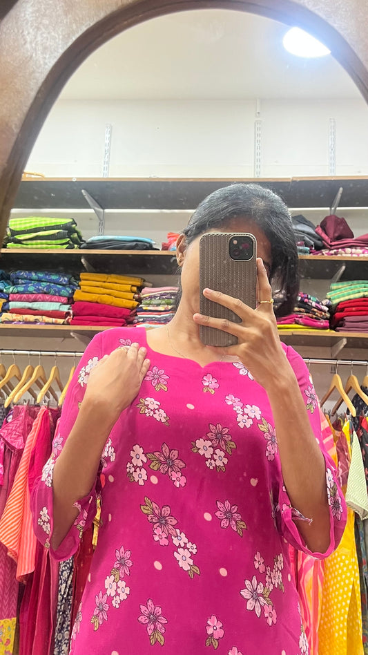 Blush Rose Georgette Silk Kurti - 2XL