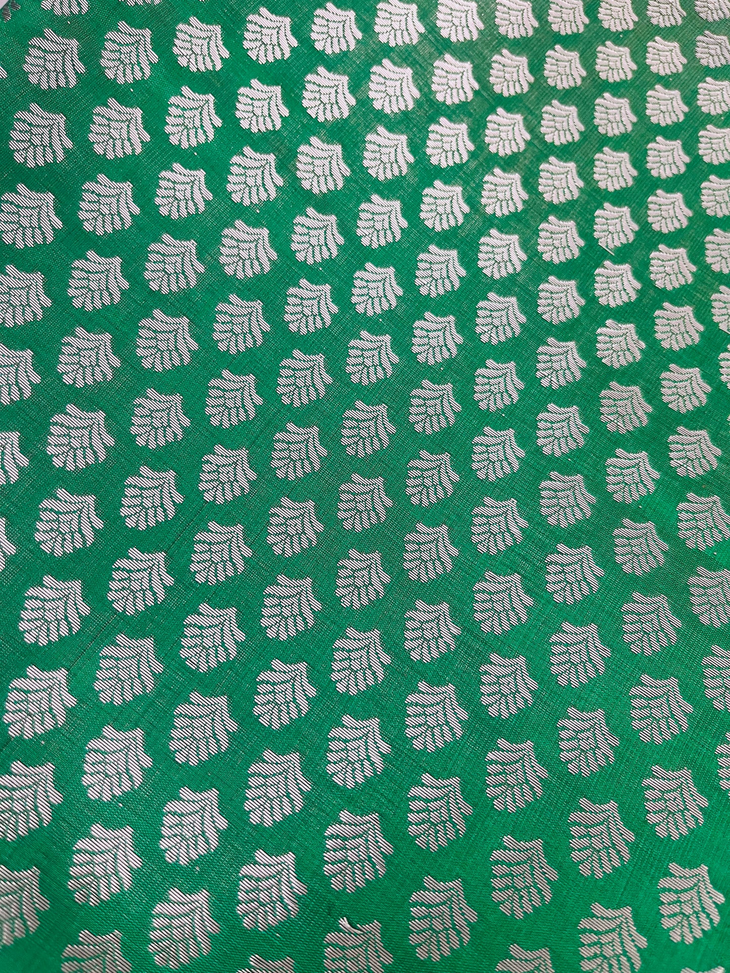 Silver pure silk brocade