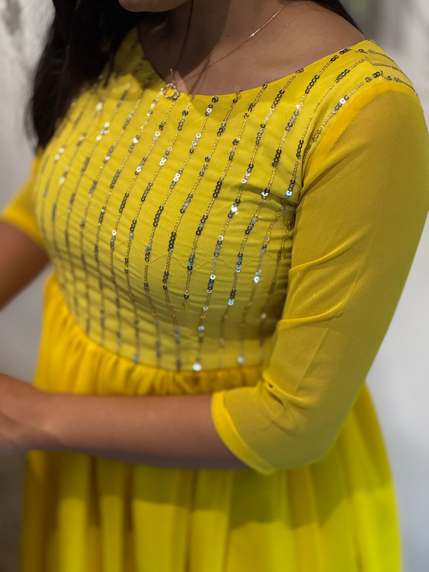 Lemon Yellow Georgette Maxi - Xs
