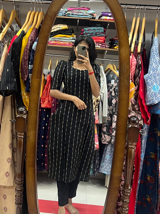 Bold & Black Raw Silk Salwar - L