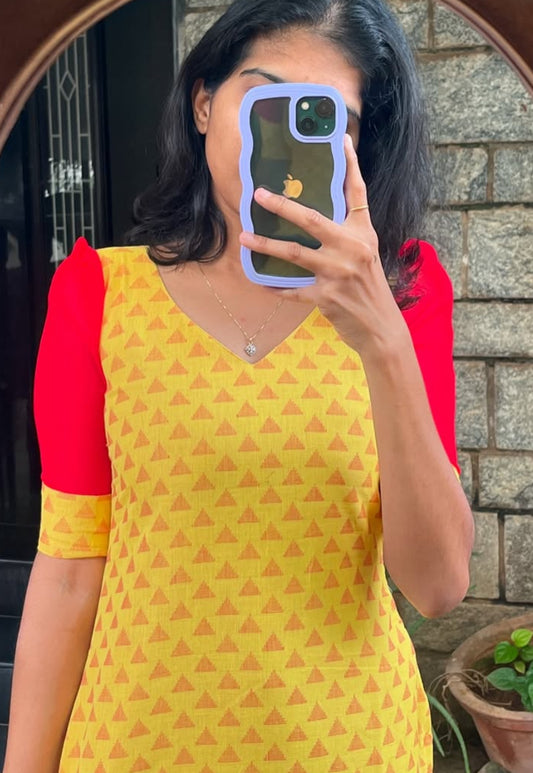 Yello Cotton Handloom Kurti - XL
