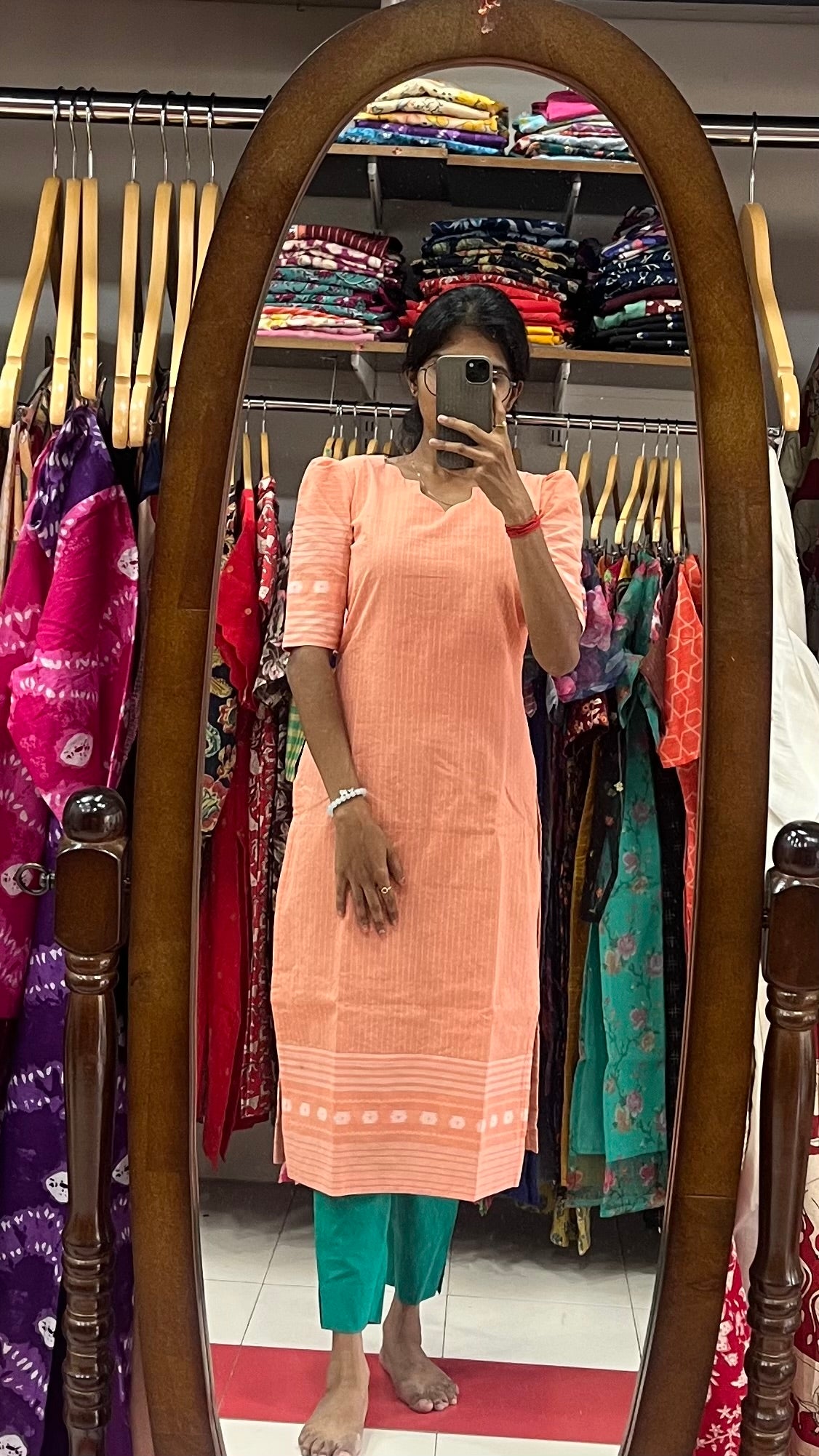 Peach Pop Cotton Salwar - Xs