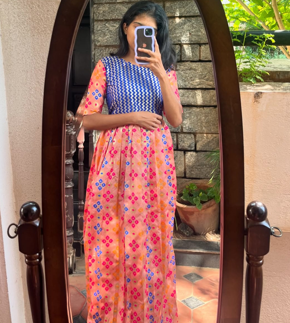 Pure Tussar Silk Long Frock - S
