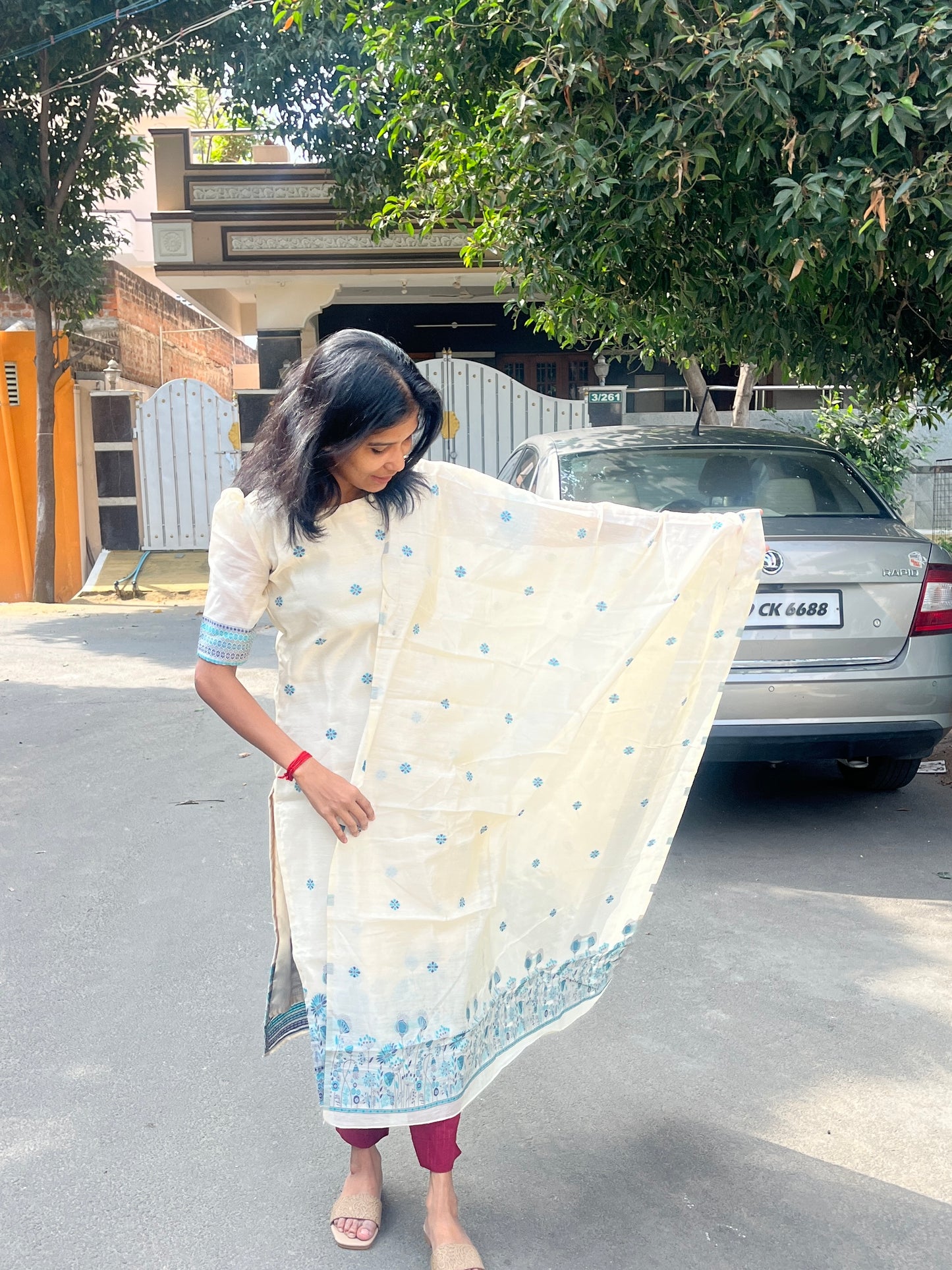 Chander silk Top & Dupatta - XS S M L XL 2XL