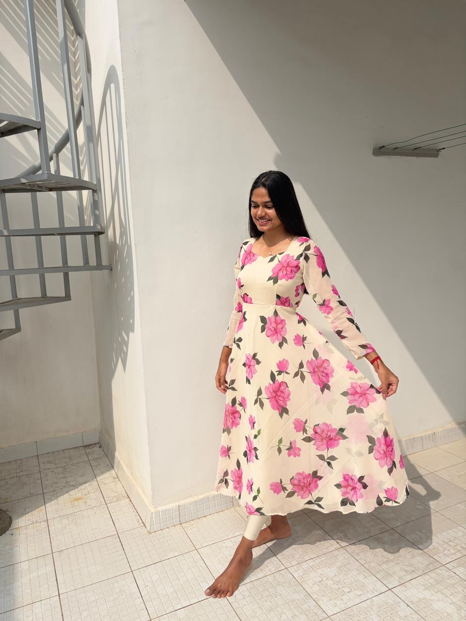 Georgette Long Dress - XS S M