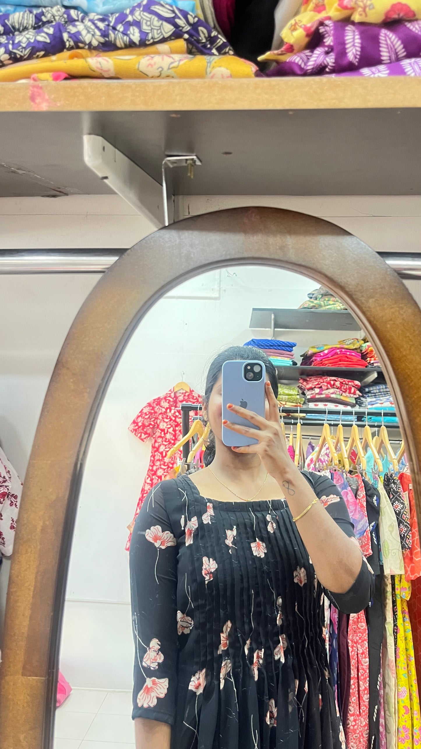 Black Georgette pintuck Aline dress - XS S M L XL 2XL