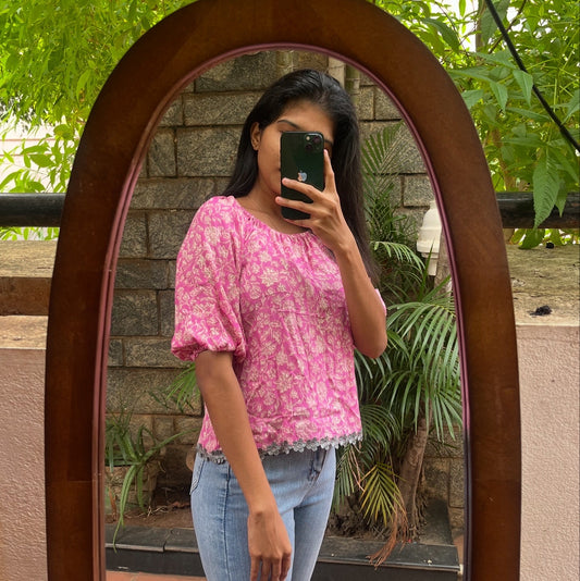 Wrinkle Crape Crop Top - S