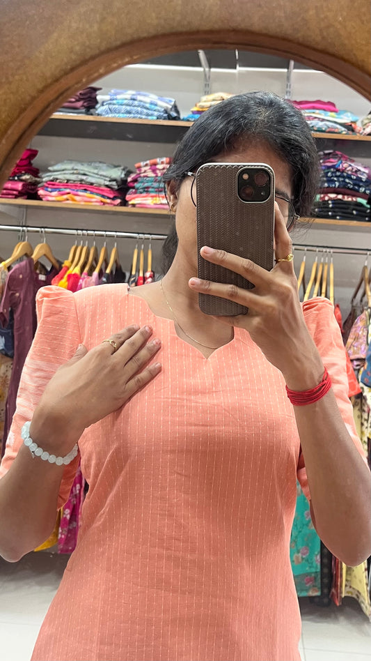 Peach Pop Cotton Salwar - Xs