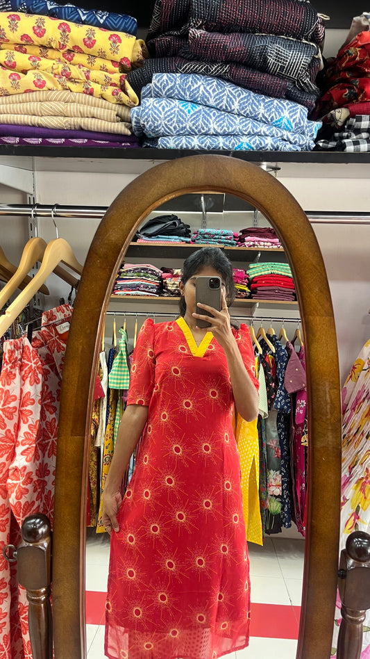 Sunbrust Georgette silk Kurti - 2XL