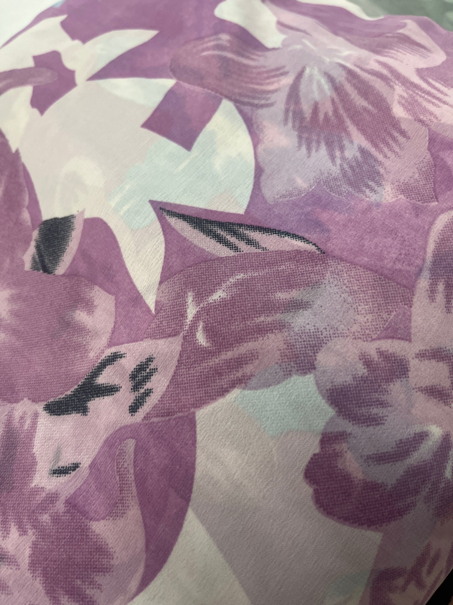 Pink and White Georgette Printed Fabric