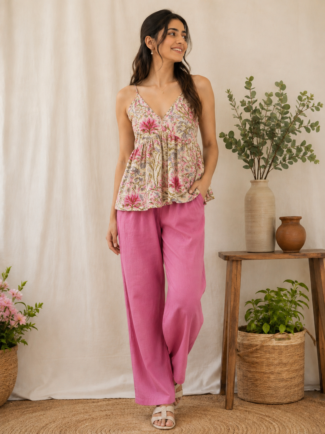 Sleeveless peplum Top & Trouser - XS S M L XL