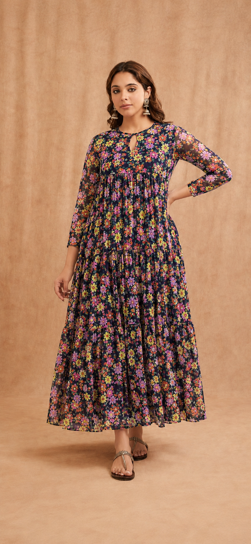 Georgette long dress - XS S M L XL 2XL