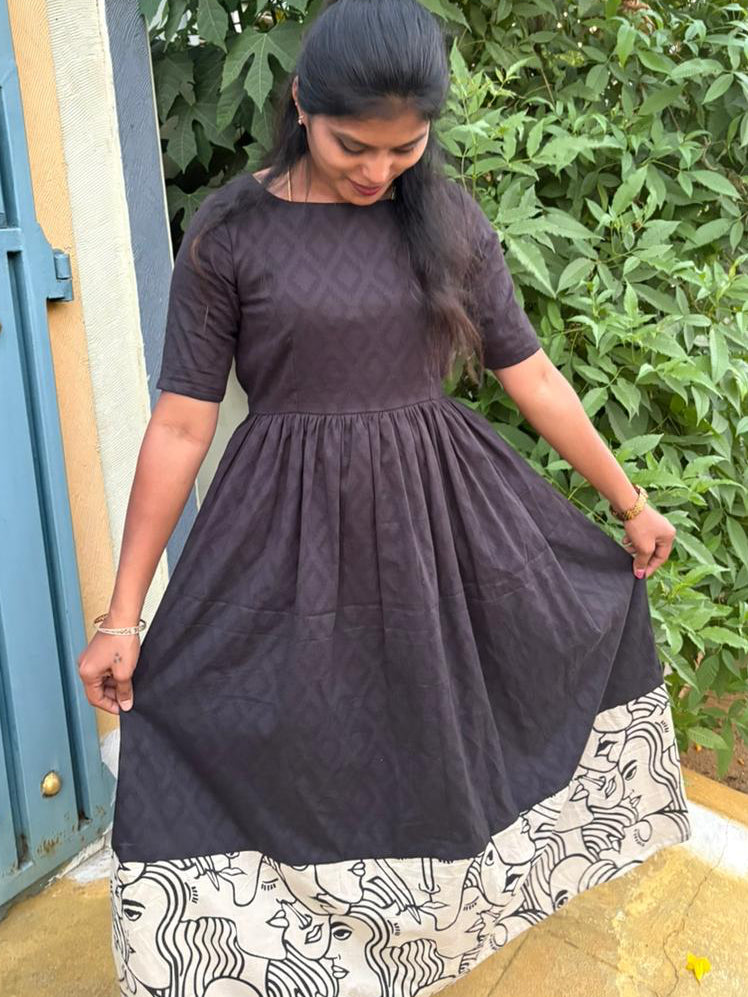 Cotton jacquard long dress - XS S M L XL 2XL