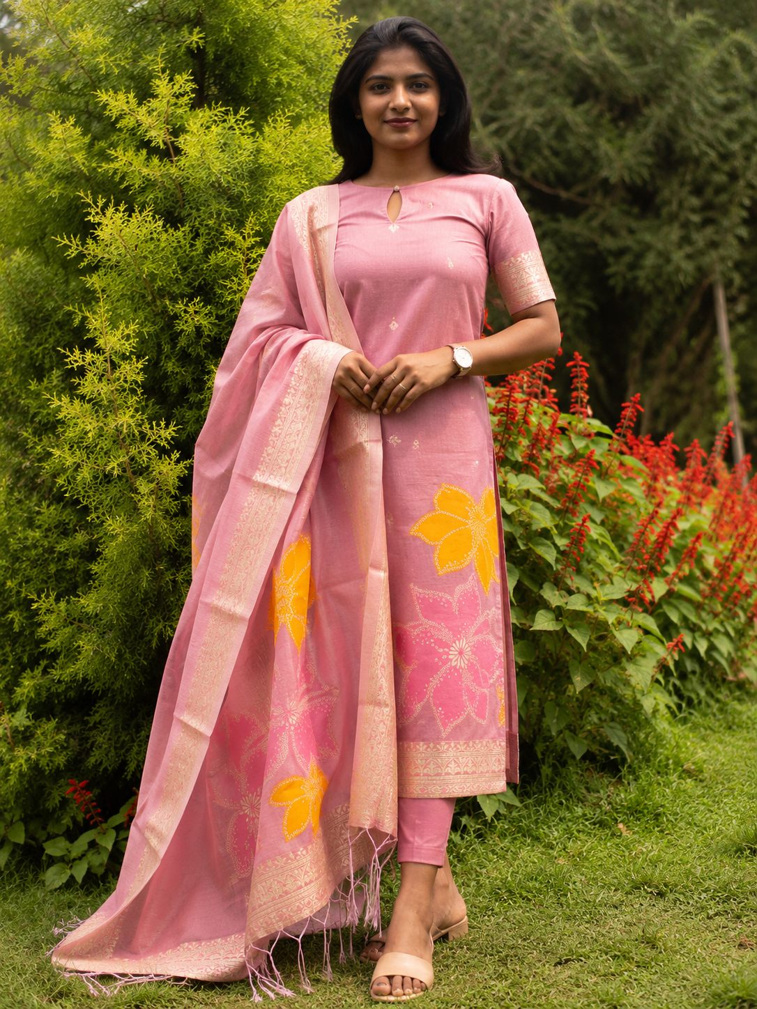 Shimmery silk top & dupatta - XS S M L XL XXL