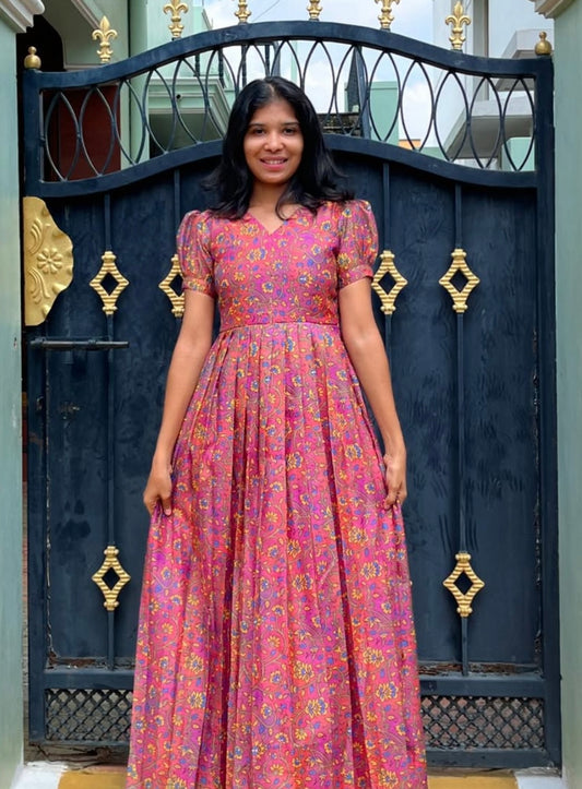 Chanderi Silk Long Frock : Xl