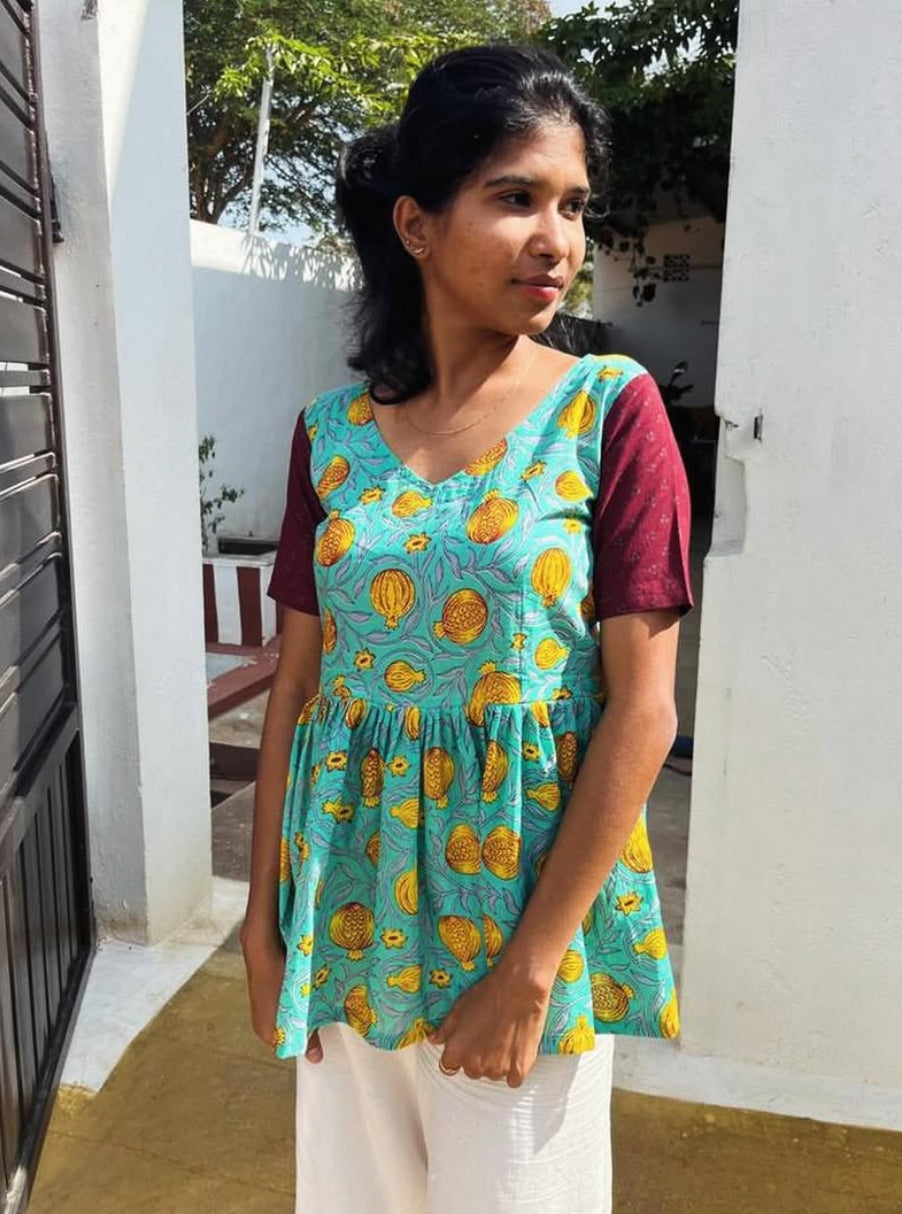 Cotton Peplum Crop Top - S