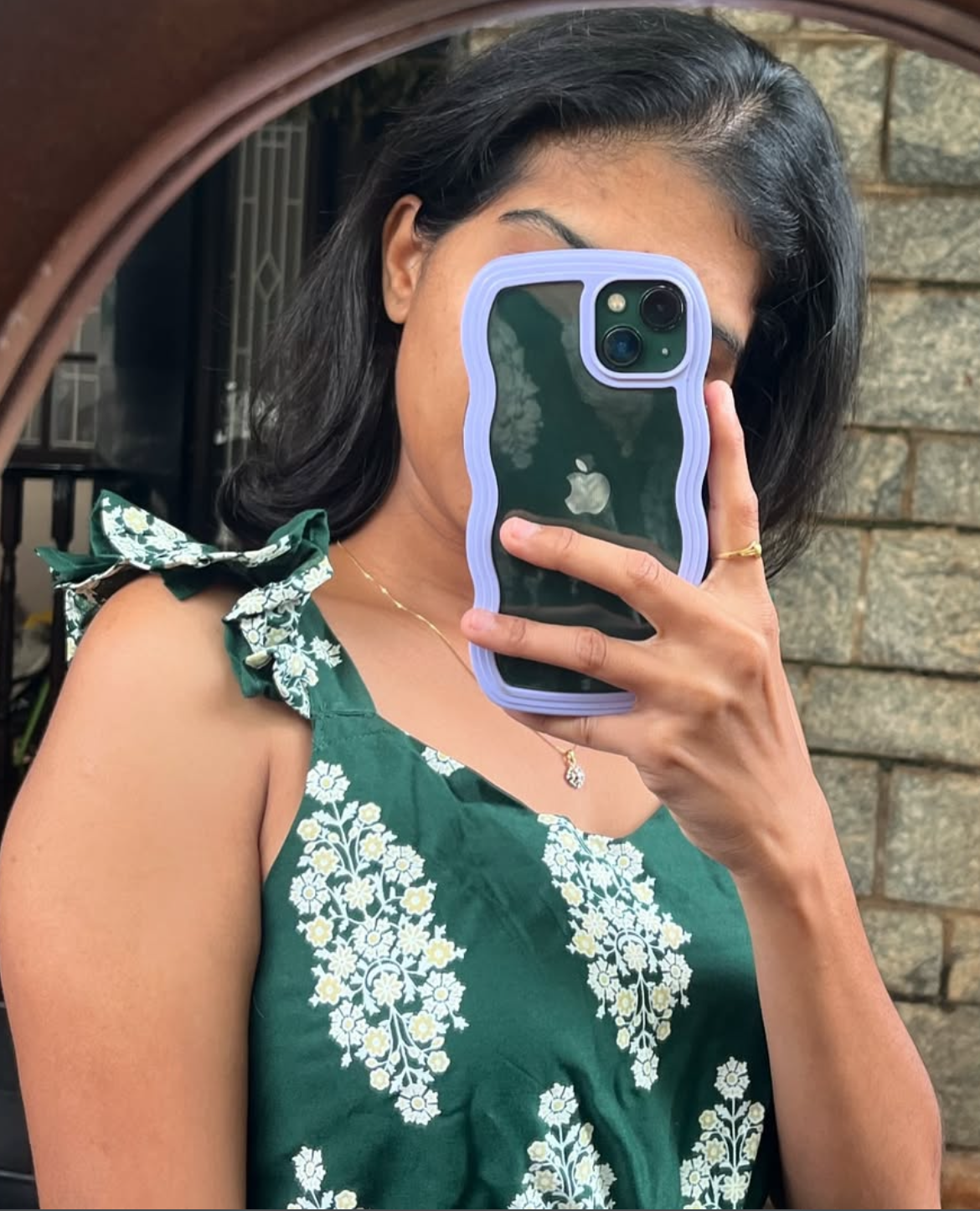 Bottle Green Layered long Dress - M