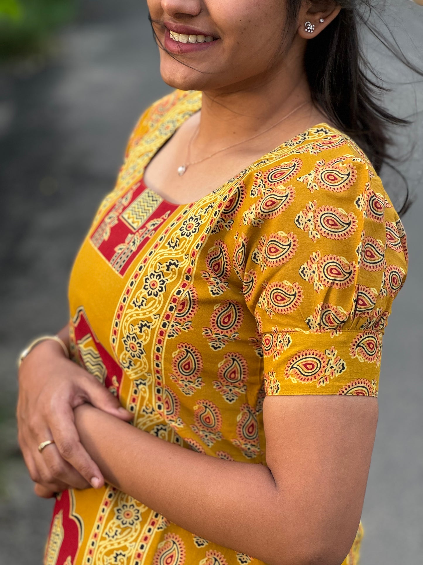 Pure Ajarkh Cotton Three piece Salwar suit - S
