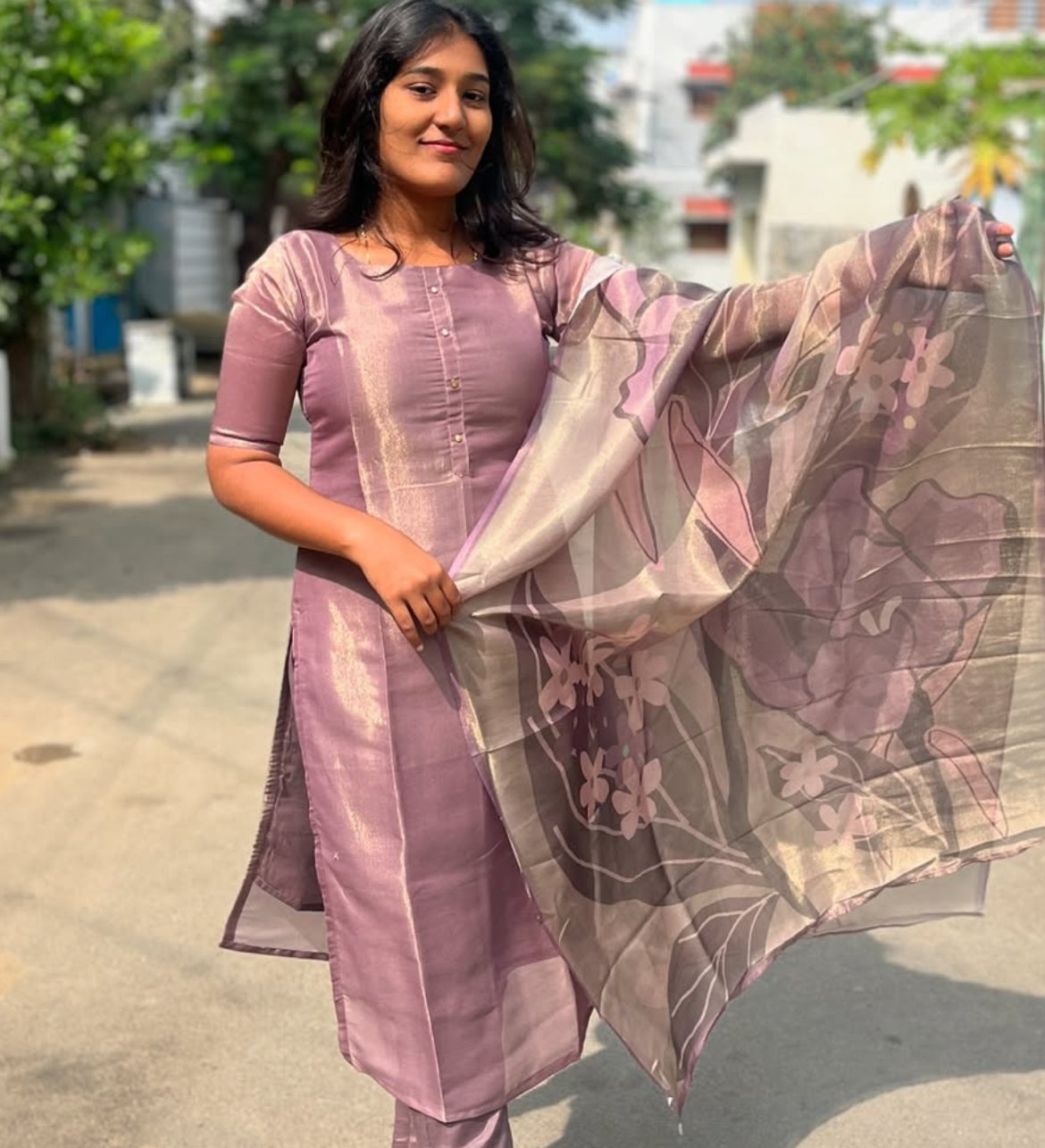 Tissue Silk Top & Dupatta - XL