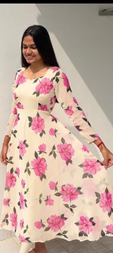 Georgette Long dress - XS or S & M