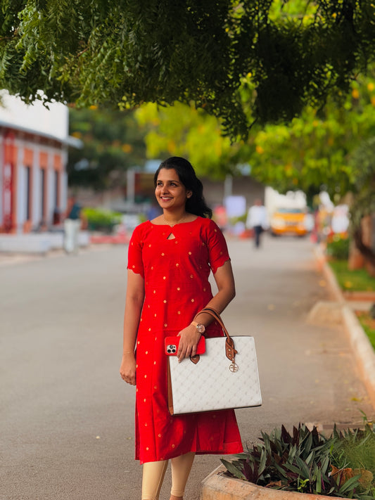 Chili Red Silk Kurti - 2XL