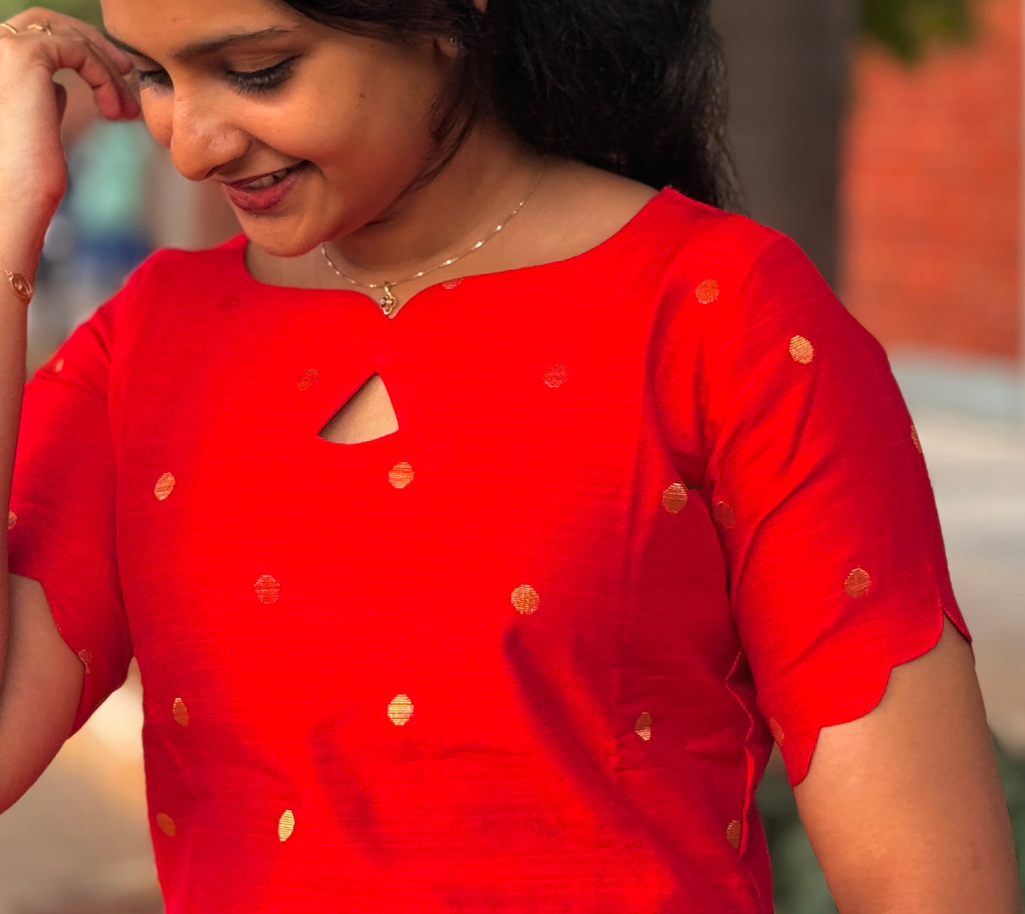 Chili Red Silk Kurti - 2XL