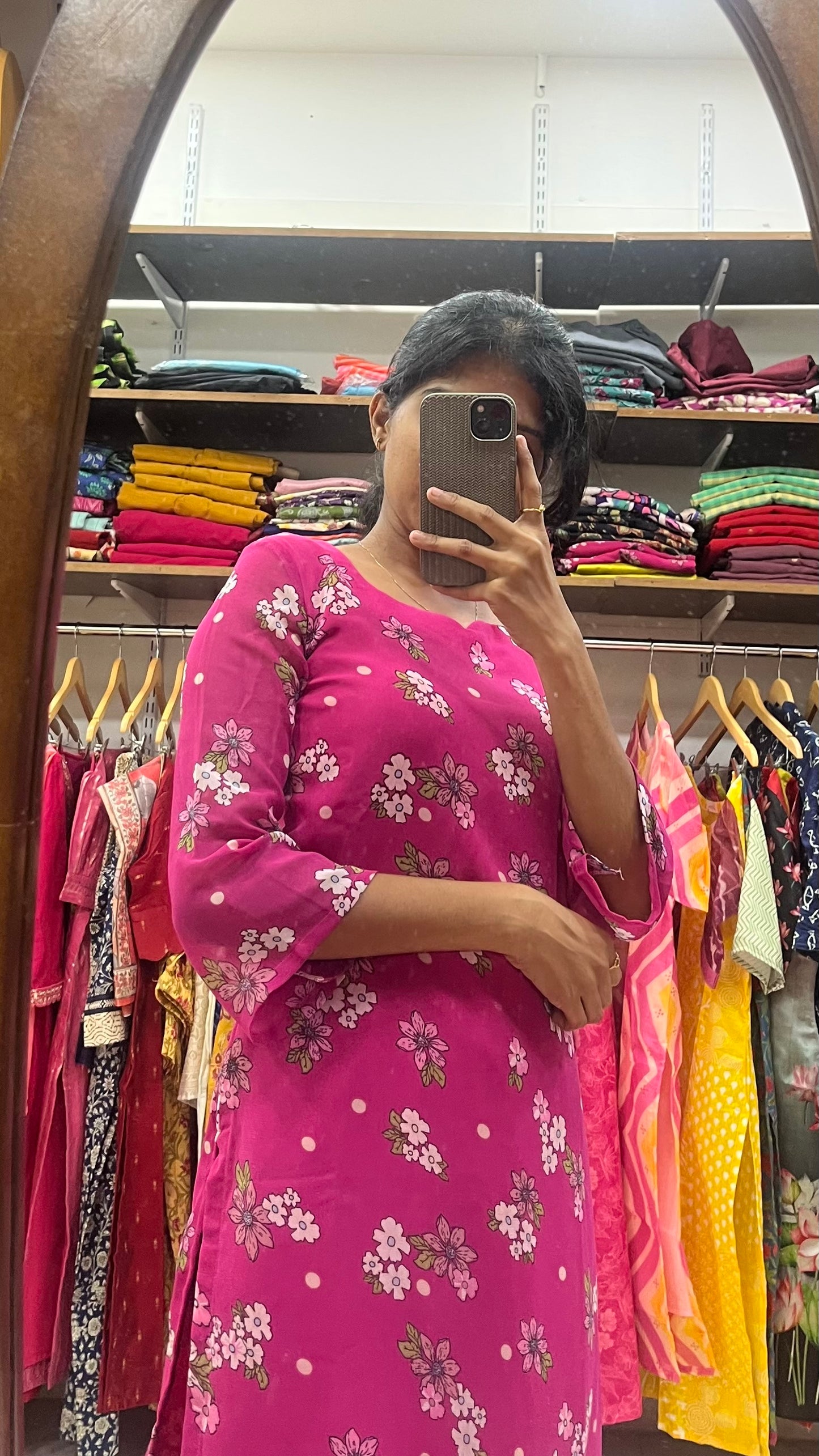 Blush Rose Georgette Silk Kurti - 2XL