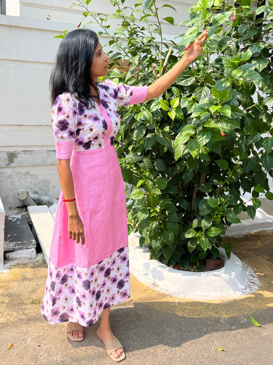 Cotton long dress full lining - XS S M L