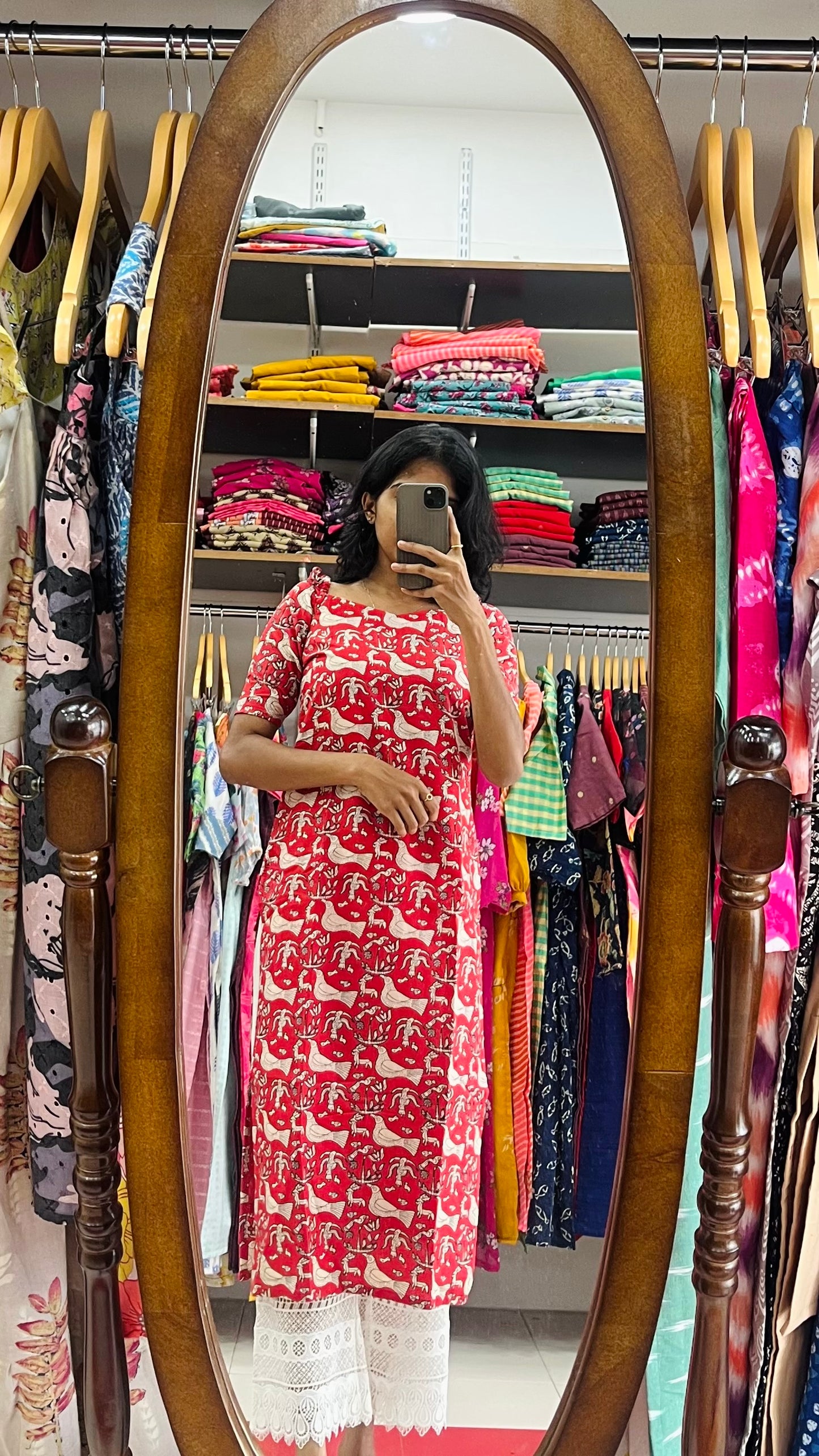 Ruby Red Cotton Kurti - Xs