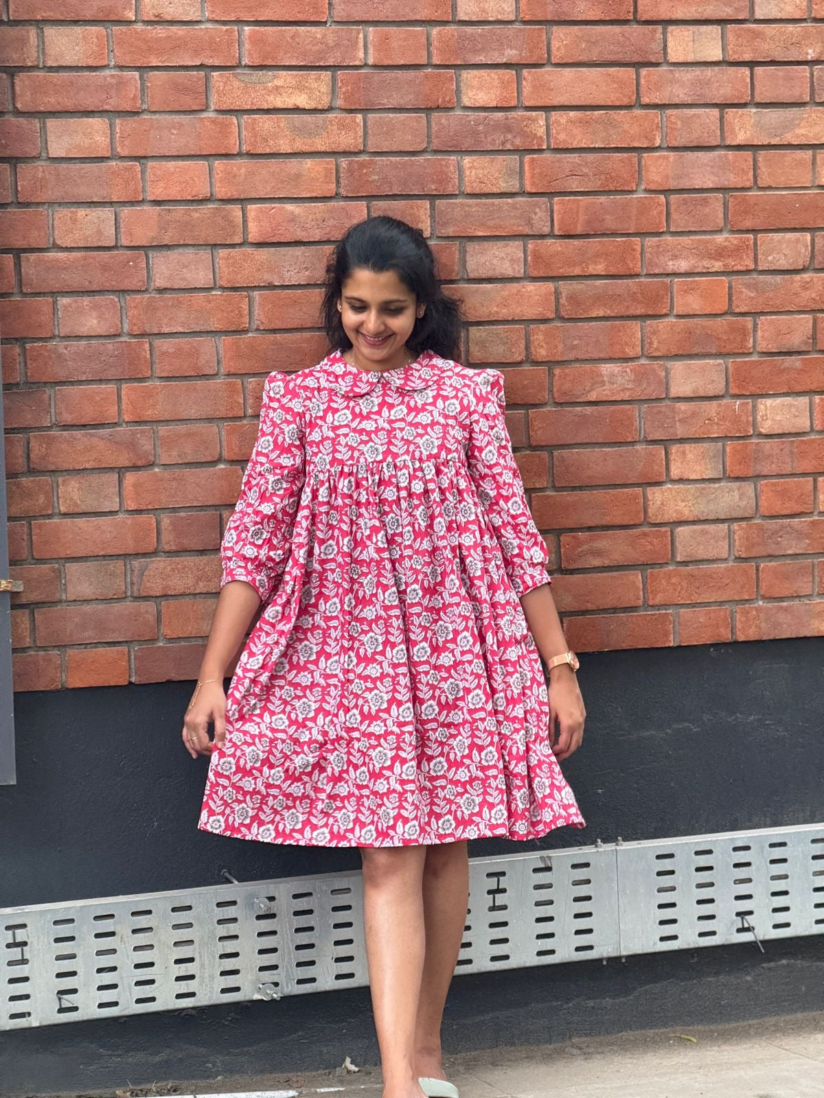 Rosy Western Cotton Dress - Xs