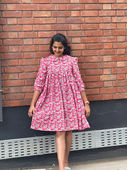 Rosy Western Cotton Dress - Xs