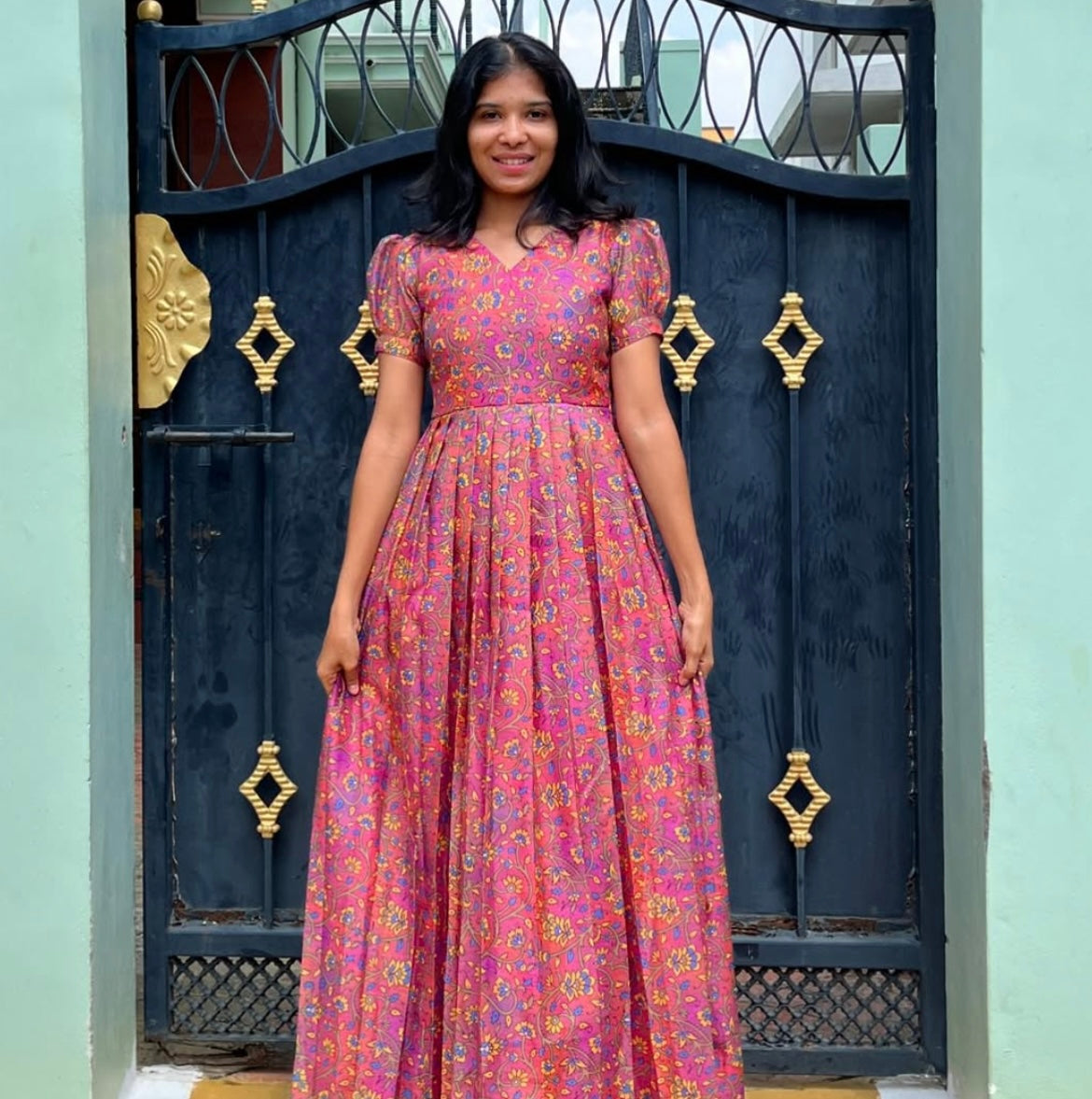 Chanderi silk Long Dress - XL