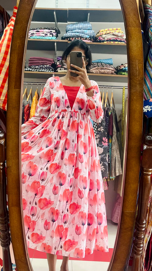 Mul Cotton Tulip Long Dress - XS S M L