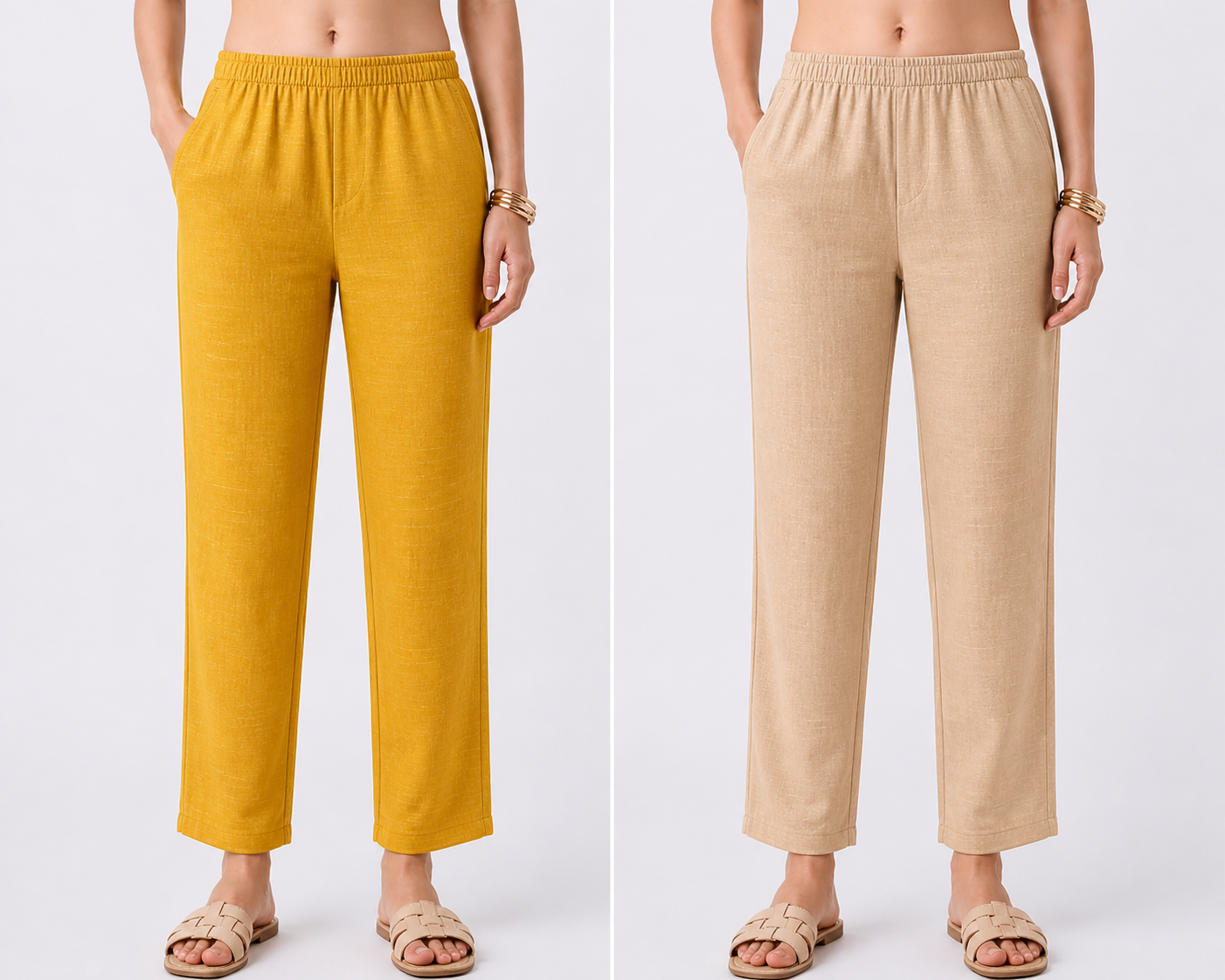 Mustard yellow & Beige colour Pencil fit pant - XS S M L XL XXL .