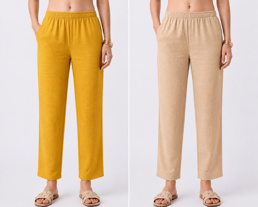 Mustard yellow & Beige colour Pencil fit pant - XS S M L XL XXL .