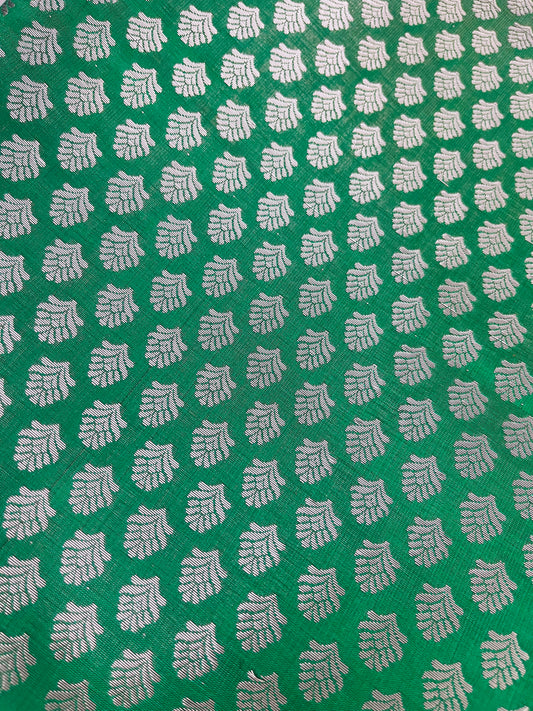 Silver pure silk brocade