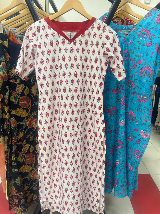 White cotton Kurti - XS S M L XL