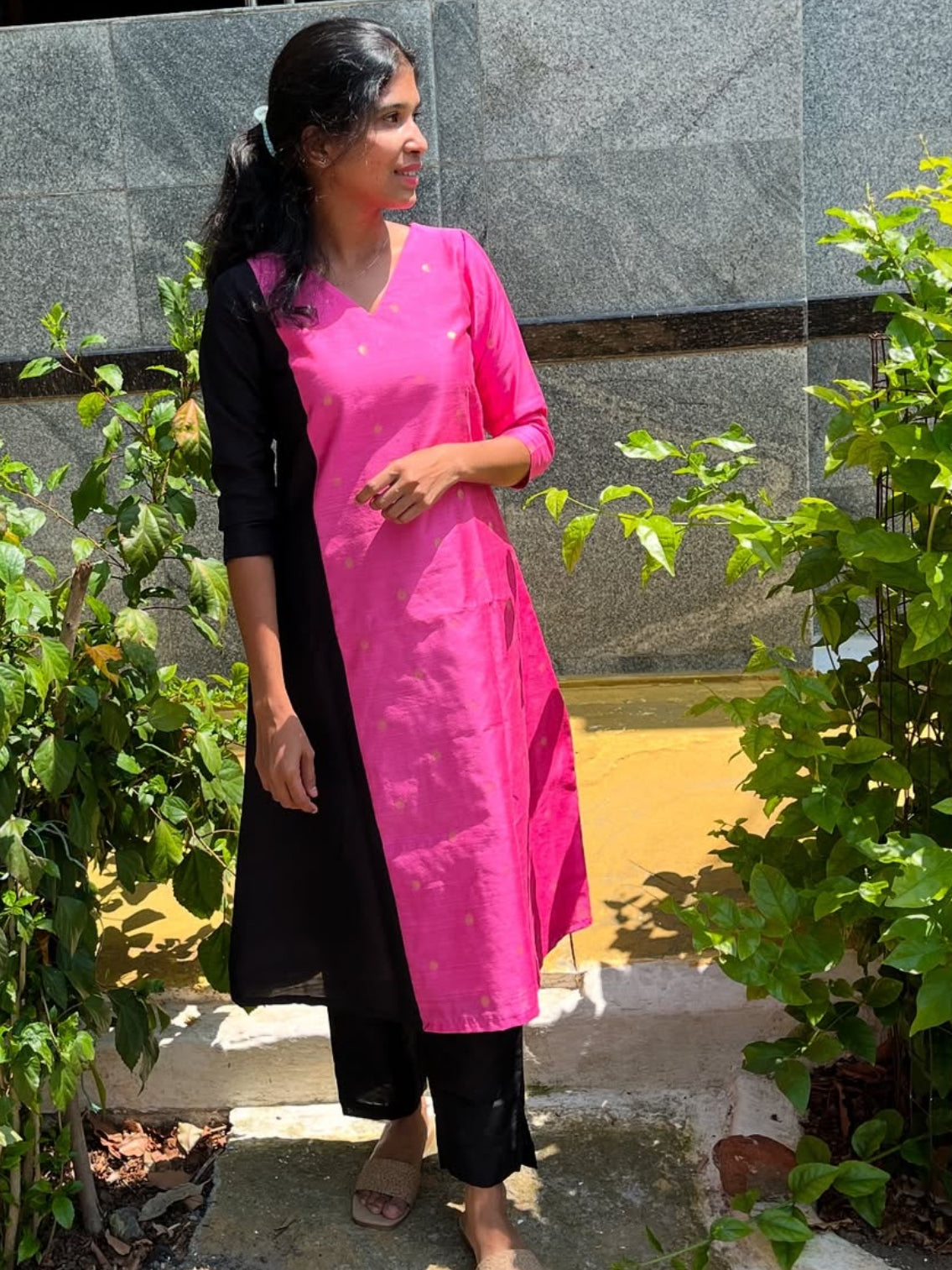 Jet Black Silk Top and Bottom - M