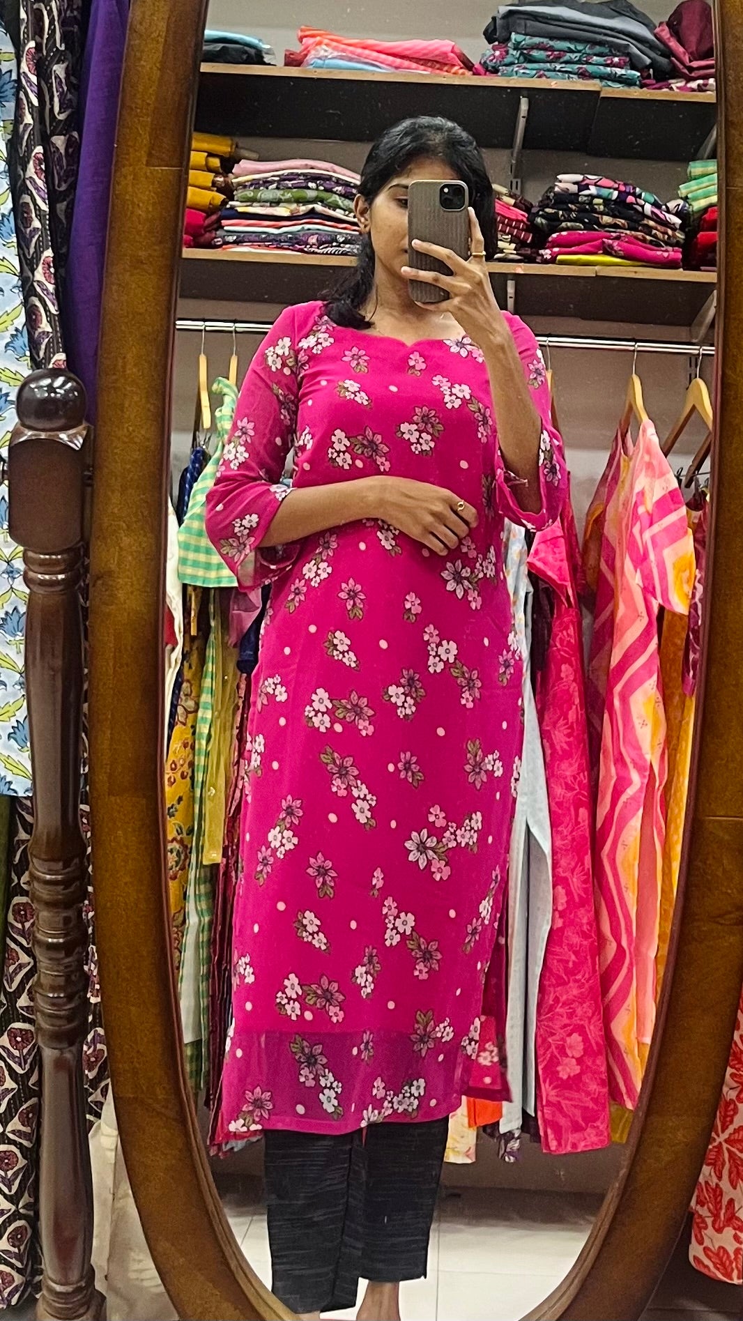 Blush Rose Georgette Silk Kurti - 2XL