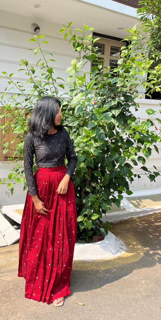 Raw Silk Skirt & Crop Top - L