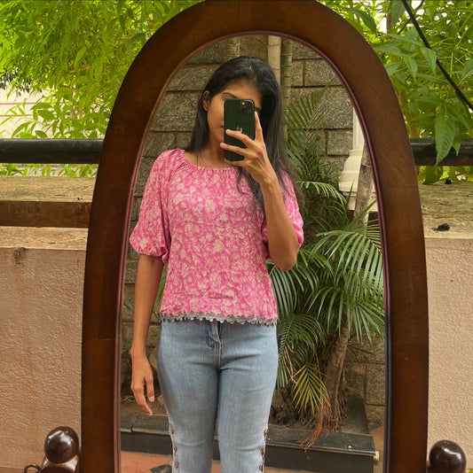 Wrinkle Crape Crop Top - S